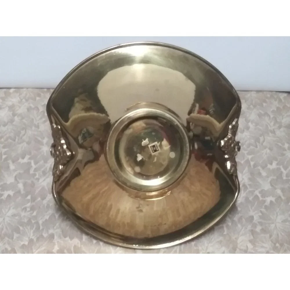 Vintage Brass Basket With Handle grape design ArtWare 9